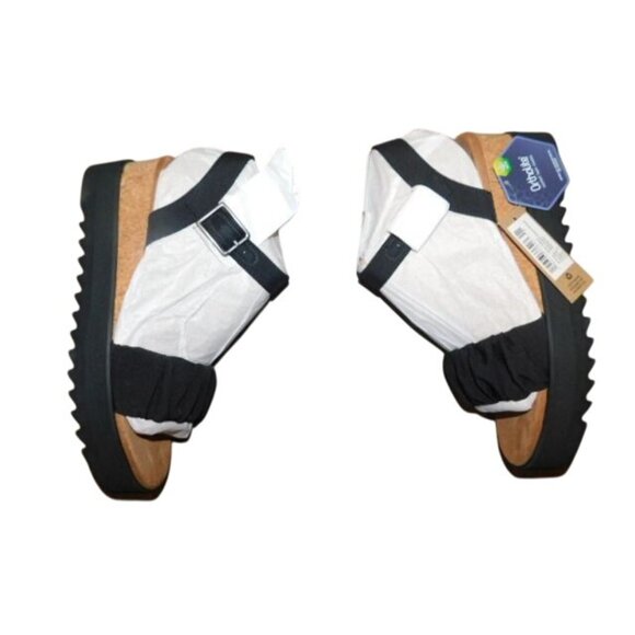 Toms Size 11 Diana Black Woven Ruched Stretch Sandals NEW W/ Box - Picture 3 of 4